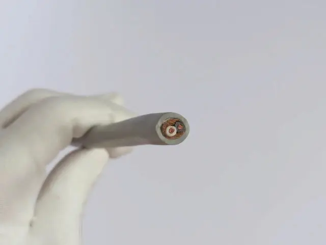 ケーブルの断面を見て芯線の位置を確認する