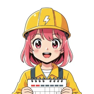 カレンダーを見る女の子のイラスト