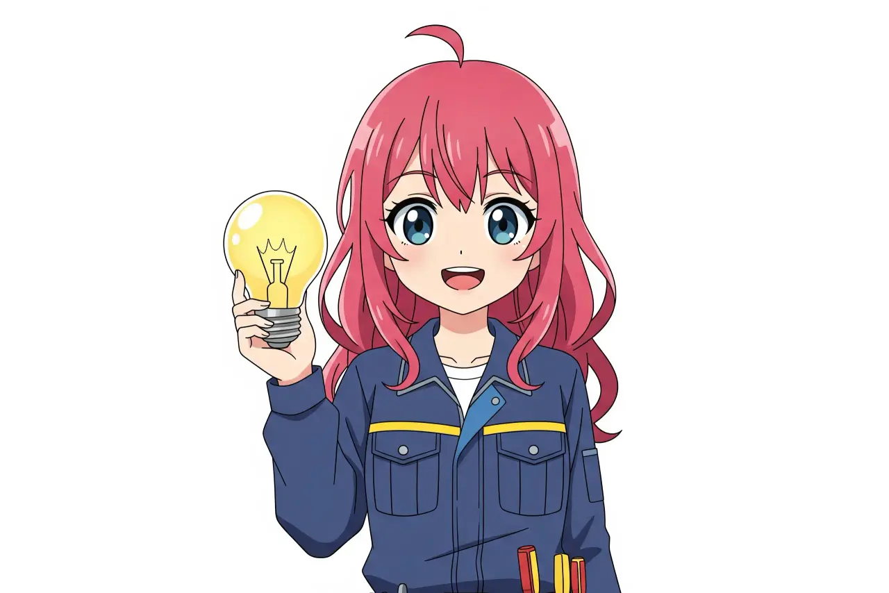 電気工事をしている女の子